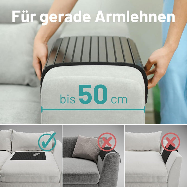D&amp;D Living Sofatablett - Couch Ablage flexibel für Armlehne aus natürlichem Holz | Tablett für Sofa,