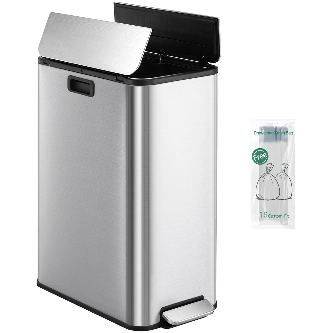 Hzuaneri Mülleimer Küche, 2 x 28 Liter Mülleimer Schmal, Mülltrennsystem mit Herausnehmbarem Innenei