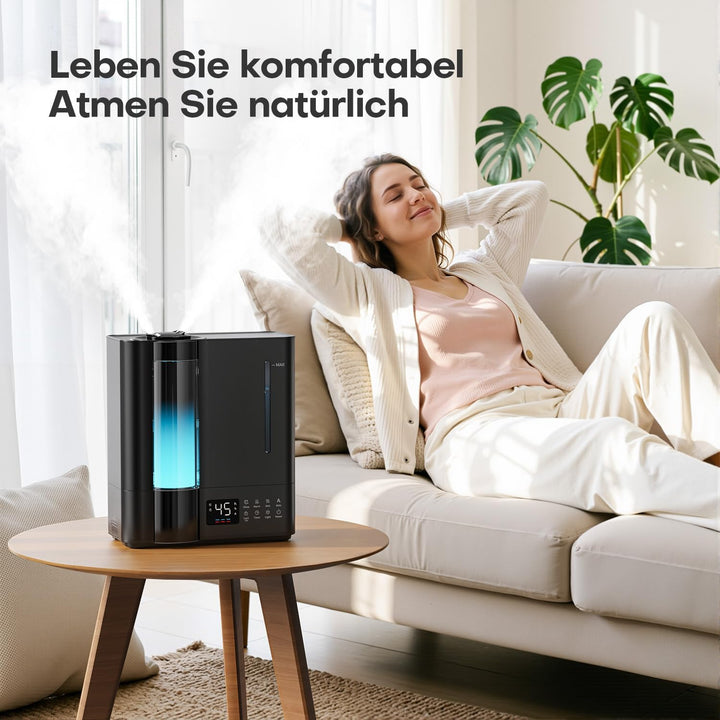 AROEVE 8L Luftbefeuchter Schlafzimmer, Warm- &amp; Kaltnebel Luftbefeuchter für grosse Räume, Befüllung