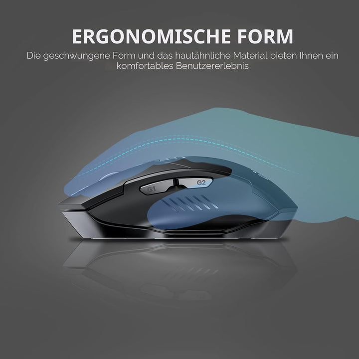 inphic Bluetooth Maus, Tri-Mode Bluetooth 5.0/4.0 + 2.4G Maus kabellos Wiederaufladbare, 800-1600DPI