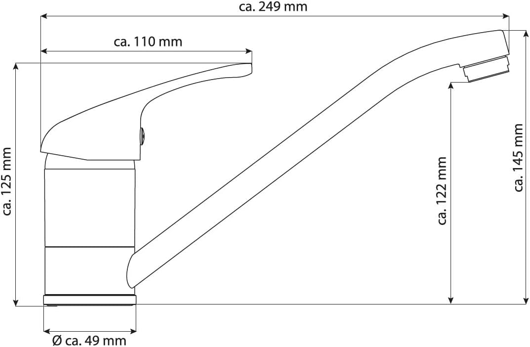 Küchenarmatur Niederdruck ROM, chrom 26.5 x 5 x 14.5 cm Chrom, 26.5 x 5 x 14.5 cm Chrom