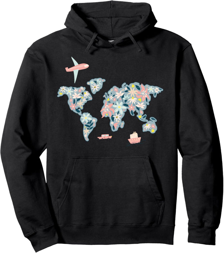 Künstlerische Weltkarte Road Trip Sommer-Ferien Kreuzfahrt Pullover Hoodie