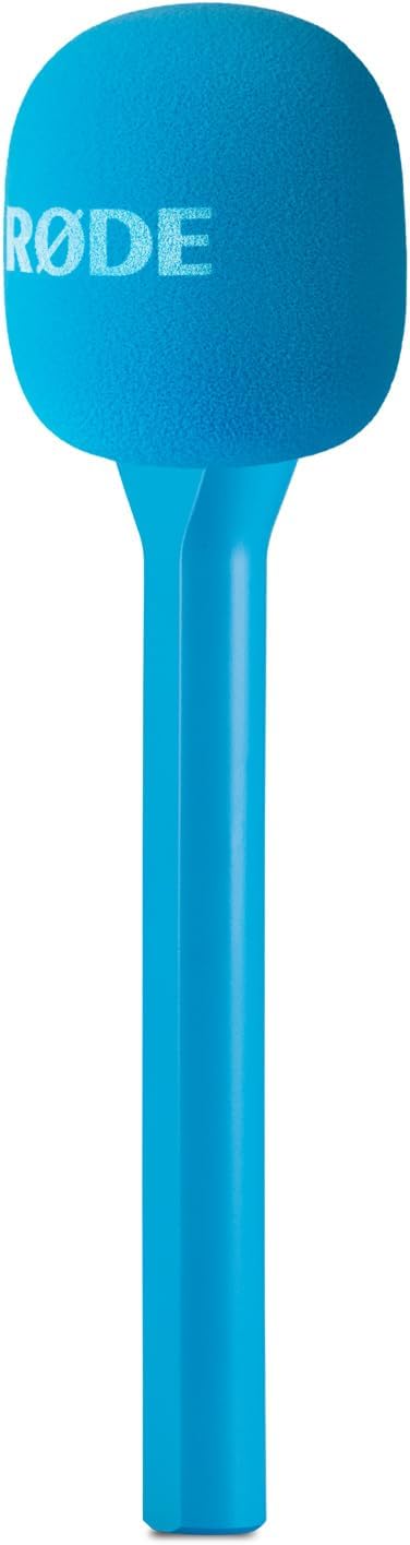 Rode Interview GO Handadapter für Wireless Sendemodule Blau mit keepdrum Fell-Windschutz, Blau