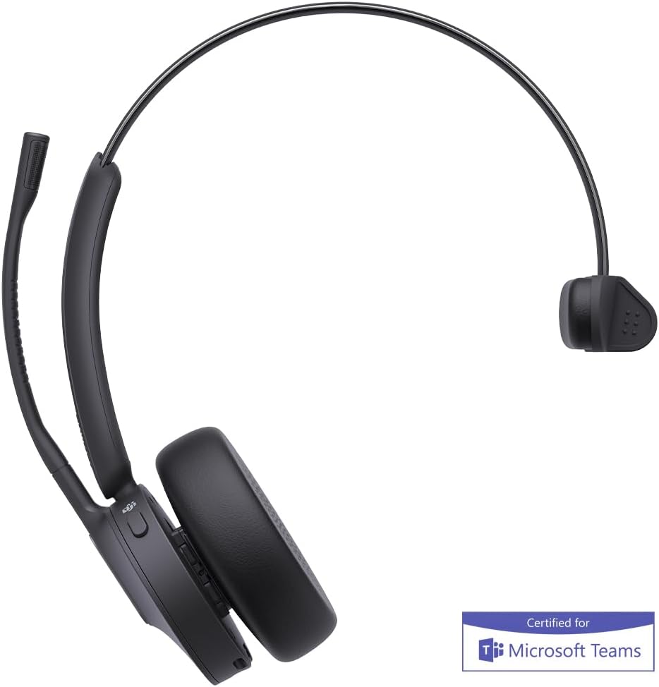 Yealink BH70 Mono Wireless Bluetooth Headset mit Ladeständer und USB-C/A für PC-Verbindung - Zertifi