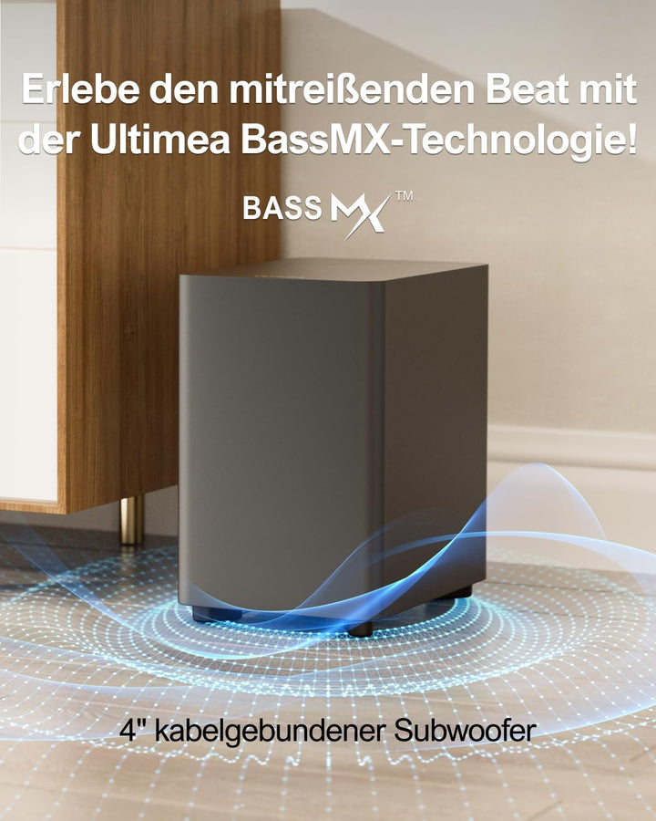 ULTIMEA 7.1ch Soundbar für TV Geräte, Heimkino Surround Sound System, 4 Surround Lautsprechern, 4" S