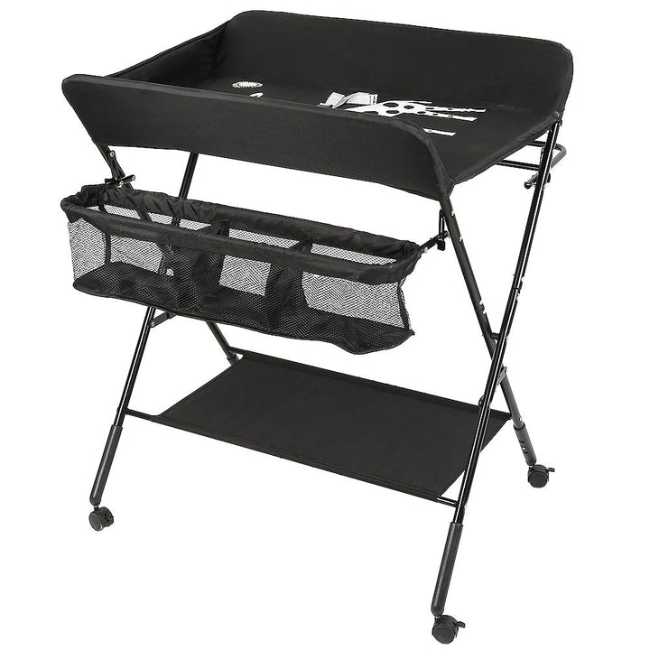 Baby Wickelkombi - klappbare Wickelkommode, mobiler Wickeltisch mit Wickelauflage, Sicherheitsgurt u