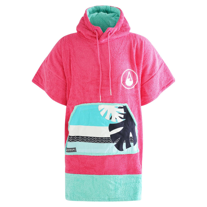 WAVE HAWAII Poncho Pink Wave Surfponcho 100% Baumwolle für Körpergrössen von 145-175 cm Umkleidehilf