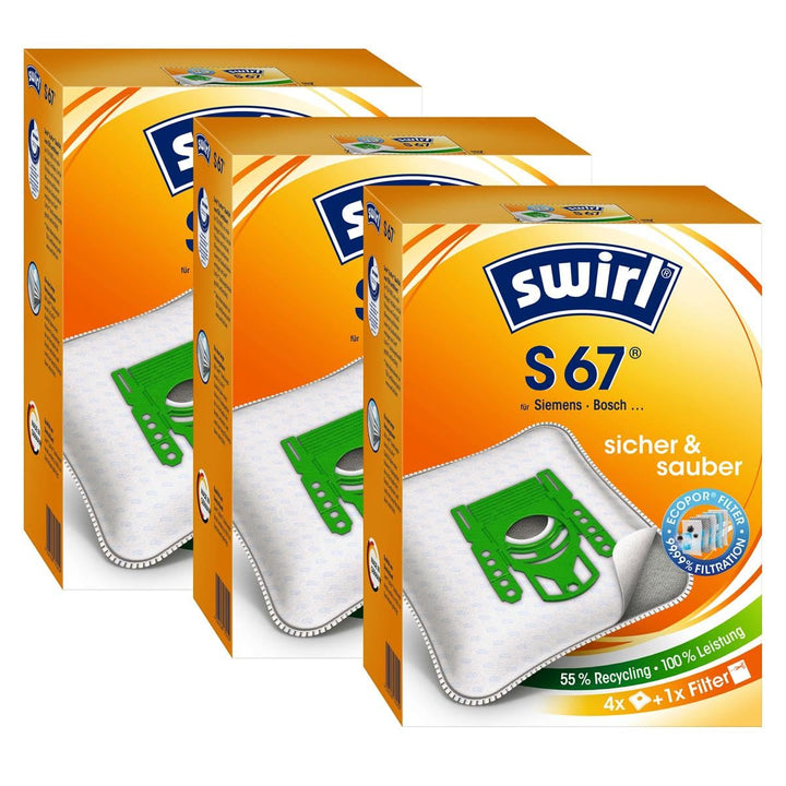 3 x Swirl S 67 MP Plus AirSpace Staubsaugerbeutel Staubbeutel Microvlies