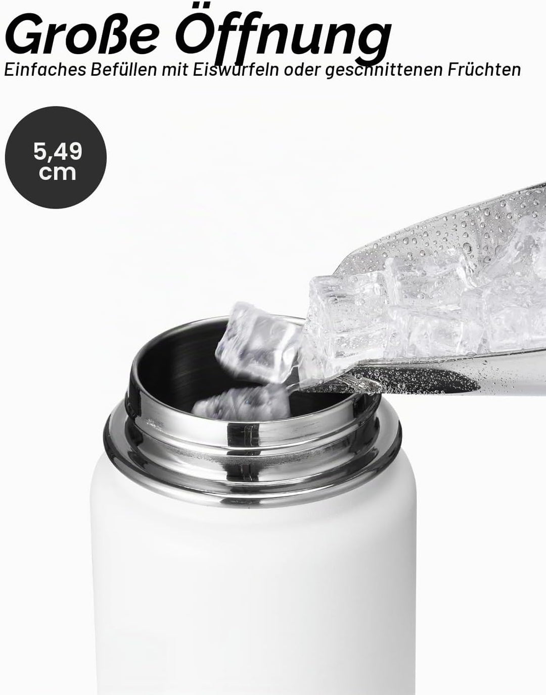 Coolflask Wasserflasche mit Strohhalm, isoliert, Edelstahl, Metall, 3 Deckel, breite Öffnung, für Sp