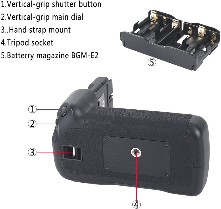 DSTE® Batterie Griff für Canon EOS 20D 30D 40D 50D SLR Digital Kamera als BG-E2N mit (2 packung) BP-