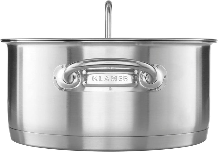 KLAMER Premium Edelstahl Kochtopf-Set mit Glasdeckel, Töpfe Set unbeschichtet, Induktionstöpfe-Set (