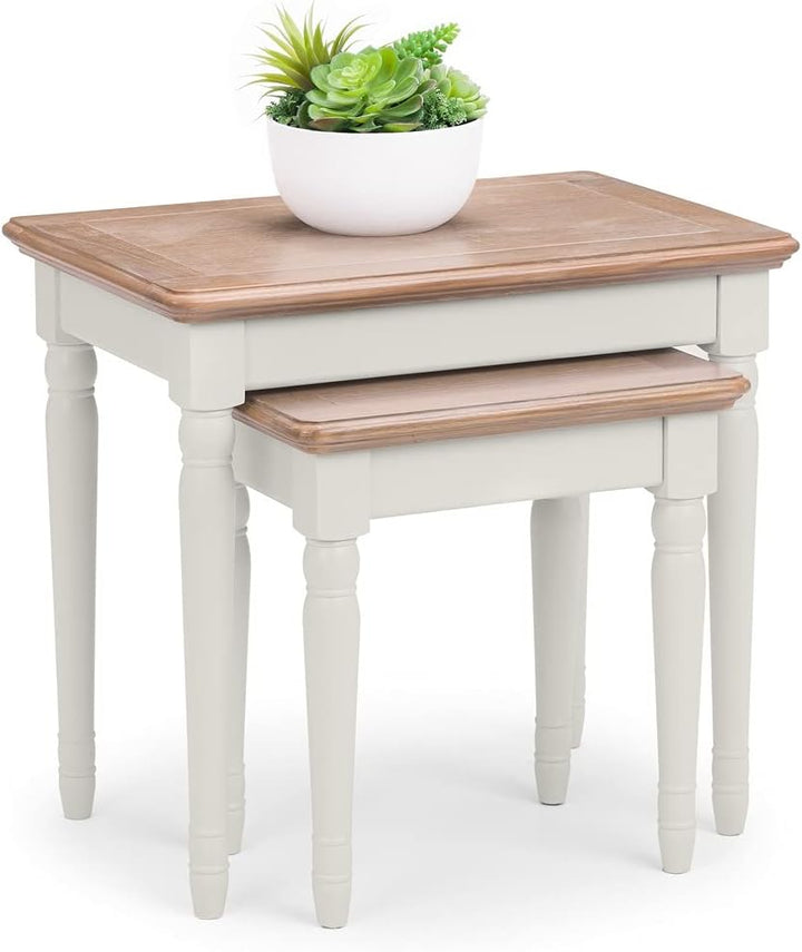 Julian Bowen Provence Schachteltische, grau und gekalkte Eiche Traditionell, Traditionell