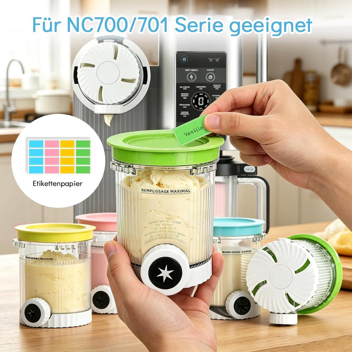 Eismaschine Eiskaltes Set mit 4 Behältern, 4 Eistassen &amp; 1 Schaufel | Ninja Creami BehäLter Creami S