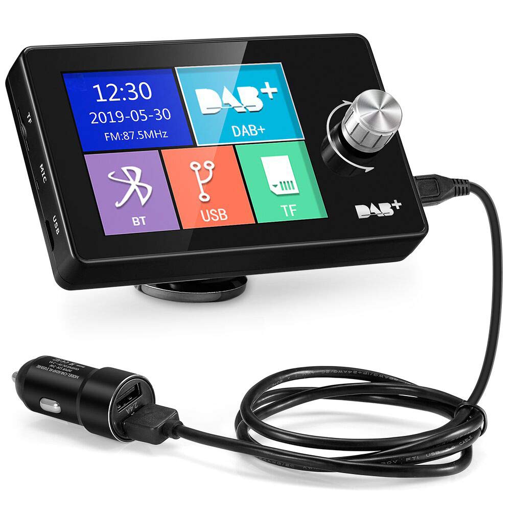 EZoneTronics 2,8"Buntes Display Auto DAB+Radio-Adapter, tragbares DAB-Digitalradio Bluetooth FM-Send