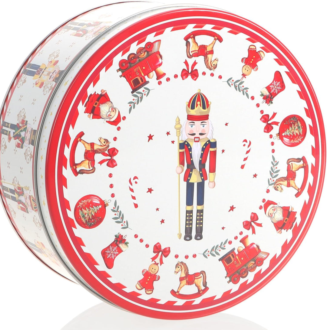 com-four® 3x Vorratsdosen aus Metall - ineinander stapelbare Keksdosen mit Adventskranz, Nussknacker