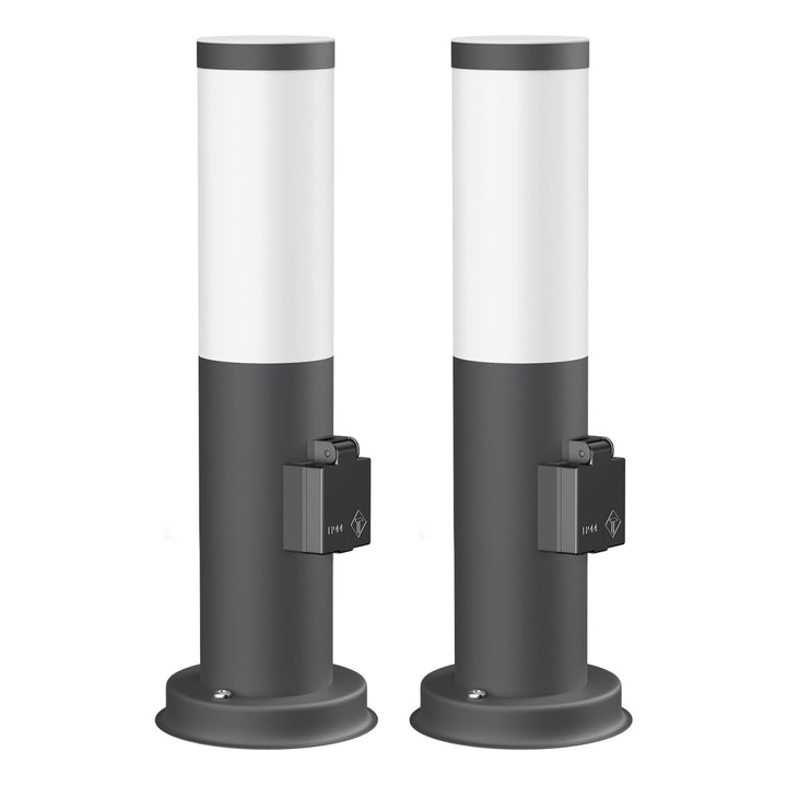 ledscom.de 2 Stück Wegelicht/Pollerleuchte/Gartenleuchte PORU für aussen, IP44, 39 cm, anthrazit, 1x