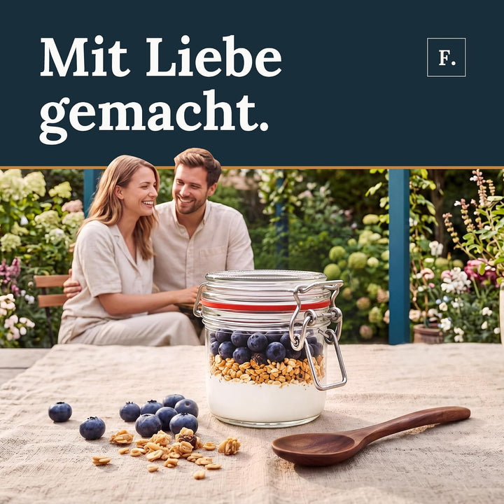 Flaschenbauer - 8er Set Drahtbügelgläser 125ml - Vorratsglas mit Dichtungsringen inkl. Etiketten, Ei