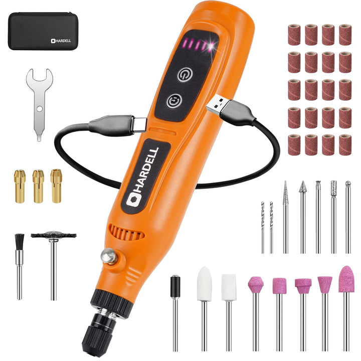 HARDELL Multifunctional Tool Battery 3.7 V, 5 Speed Rotation Tool, Use While Charging (Mini Orange),