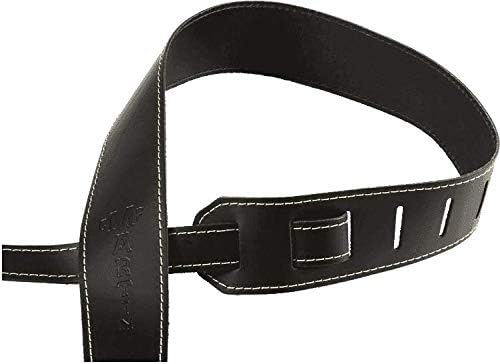 Martin 18A0046 Slim Leder Gitarrengurt 6,3 cm breit schwarz mit Naht