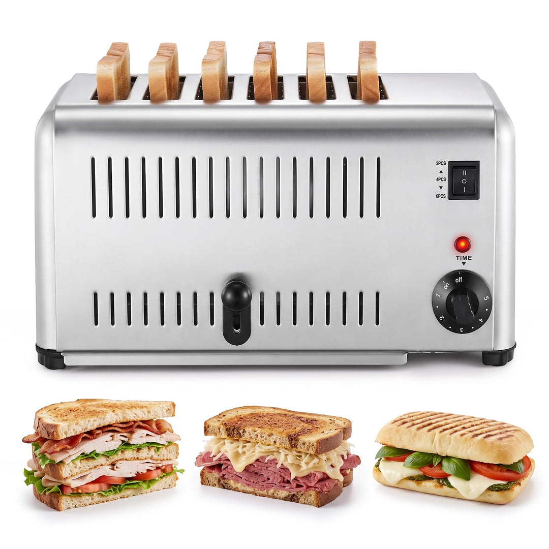 6-Scheiben-Toaster FüR Den Gewerblichen Gebrauch Mit 3cm Breiten Schlitzen, 3240W Toasterfach Aus Ed