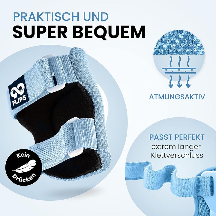 99FLIPS Knieschoner Kinder 3 Jahre Schoner Inliner Kinder - Schlittschuhe Kinder [6er Set] FLASH - X
