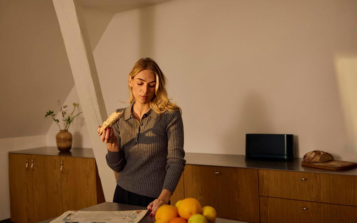 Jacob Jensen Toaster mit langem Schlitz, 7 Bräunungsstufen, Bewegungsaktiviertes Display, Bagel-, Au