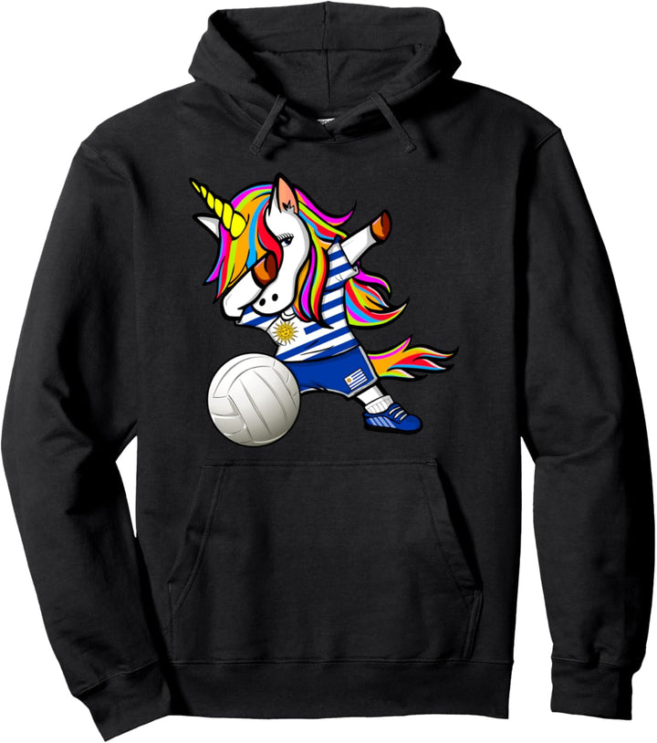 Dabbing Einhorn Uruguay Volleyball Uruguayische Flagge Sport Pullover Hoodie