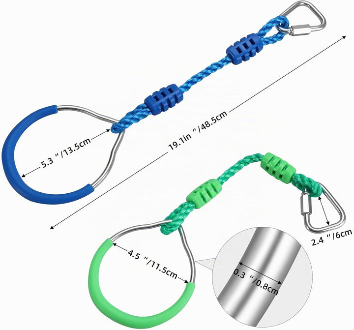 PELLOR Kinder Klettern Ringe, Multifunktions Turnringe, Multifunktions Trapeze Schaukel mit Kunststo