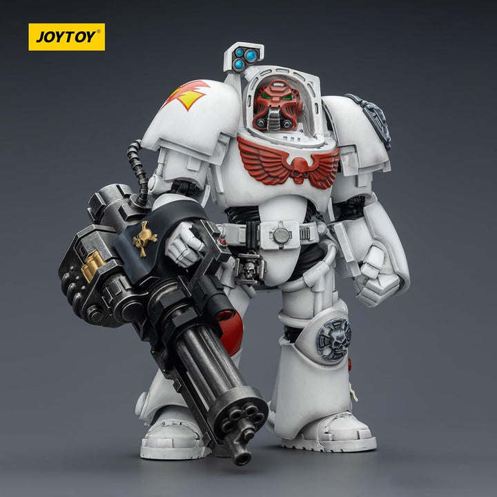 JOYTOY Warhammer 40K White Scars Terminator 3 with Power Fist and Assault Cannon 1/18 Action Figur，S