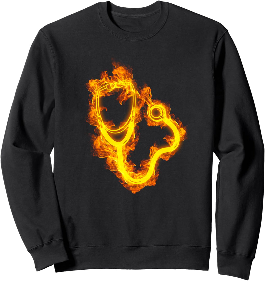 Feuer Stethoskop Flammen Arzt Pflege Krankenschwester Sweatshirt