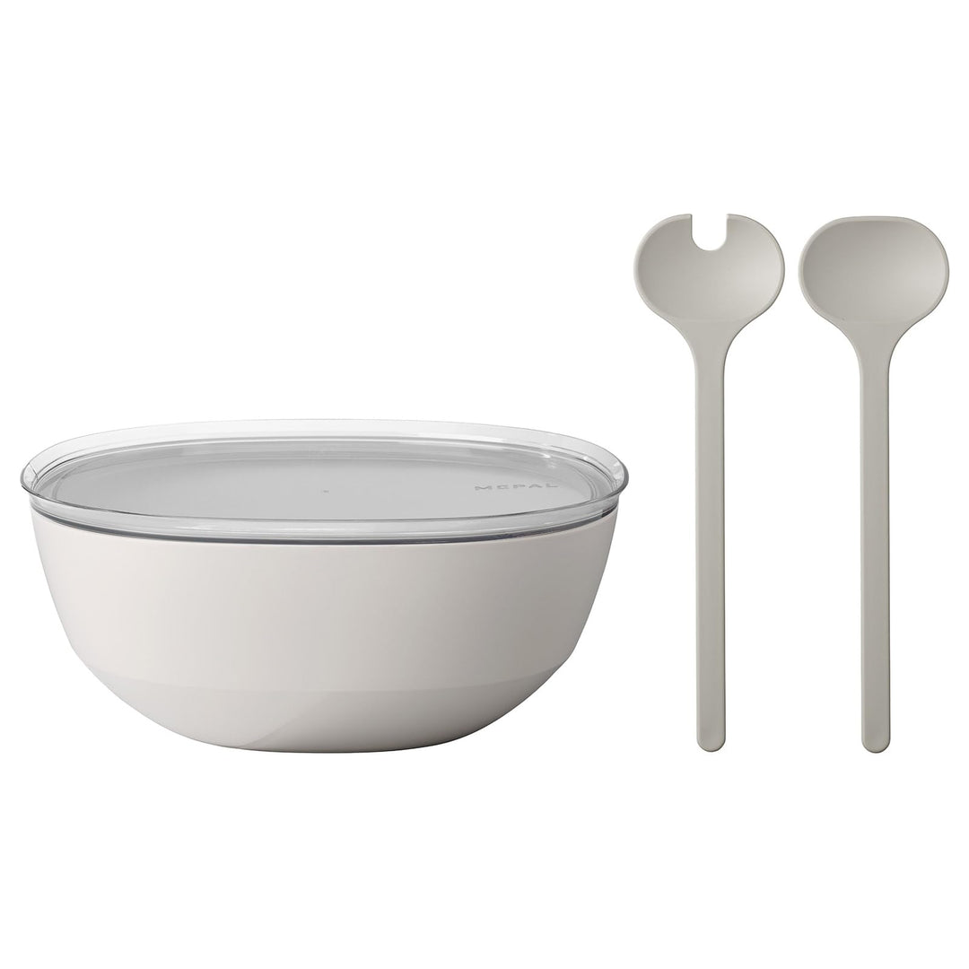 Mepal – Salat-Set Silueta – Servierschale mit Deckel (5000 ml) mit Salatbesteck (28,5 cm) – Outdoor-