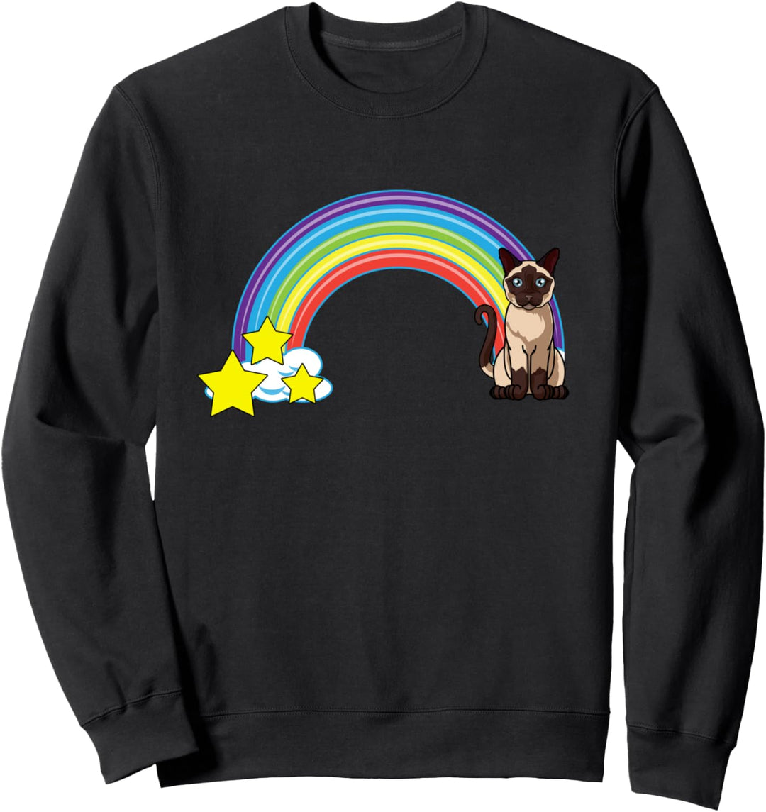Regenbogen Siamkatze Retro-Stil lustige Katze Mama Sweatshirt