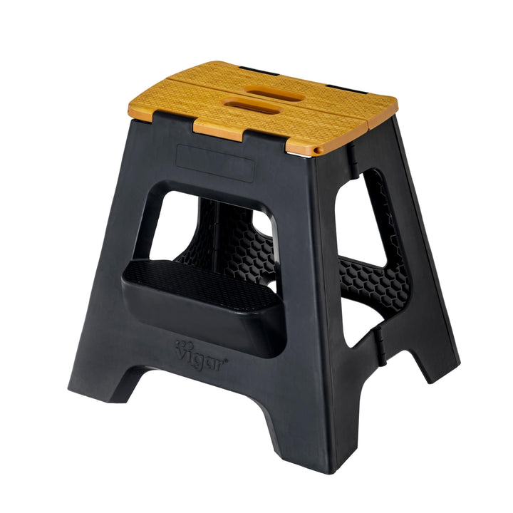 Vigar Compact Step Stool Foldable, Step Stools for Adults, Two-Step Stool, 16-inch, Lightweight Stoo
