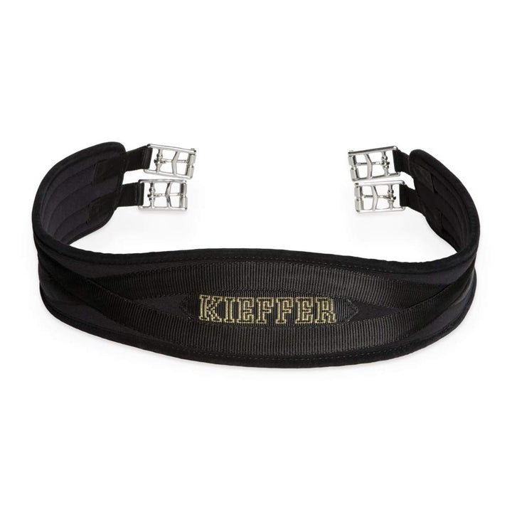 Sattelgurt KIEFFERPRENLINE m.grossen Rollschn.u.Elastomerband ohne Elastik Schwarz 45cm, Schwarz 45c
