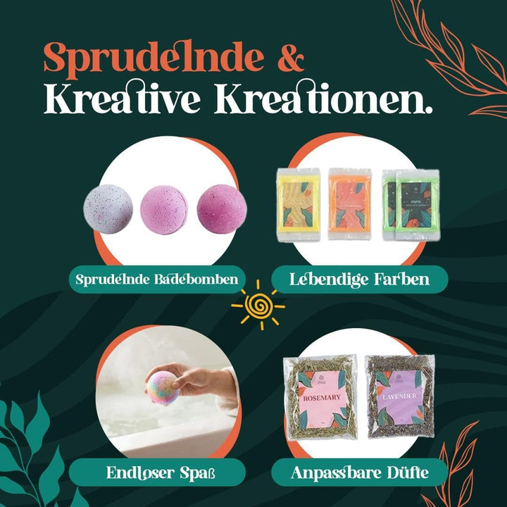 Badebomben DIY Set | Badebomben Selber Machen mit Farben &amp; Düften | Bastelset Erwachsene | DIY Set E