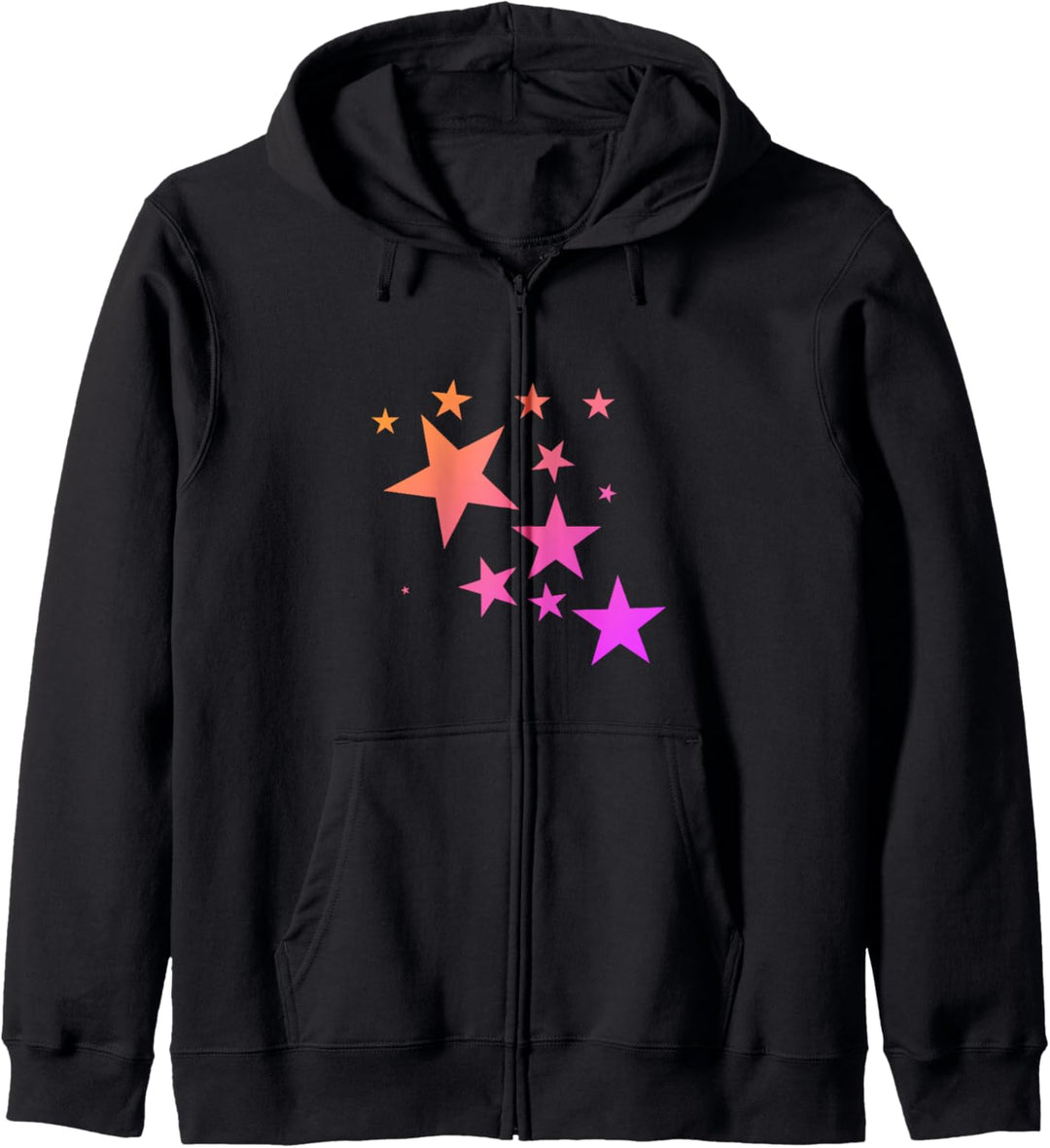 Bunte Orange Rosa Sterne im Stern-Muster Design Damen Kapuzenjacke