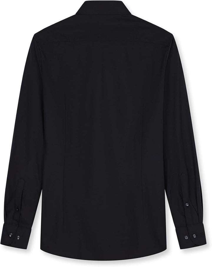 OLYMP Herren Businesshemd Langarm Level Five 24/Seven,Twill,Body fit,Modern Kent,schwarz 68,44
