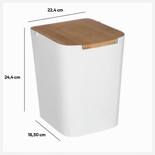 5five - mülleimer mit bambusdeckel 5l naturéo weiss