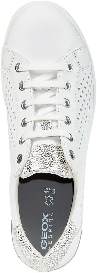 Geox Mädchen D Jaysen B Sneaker 36 EU White Lt Silver, 36 EU White Lt Silver