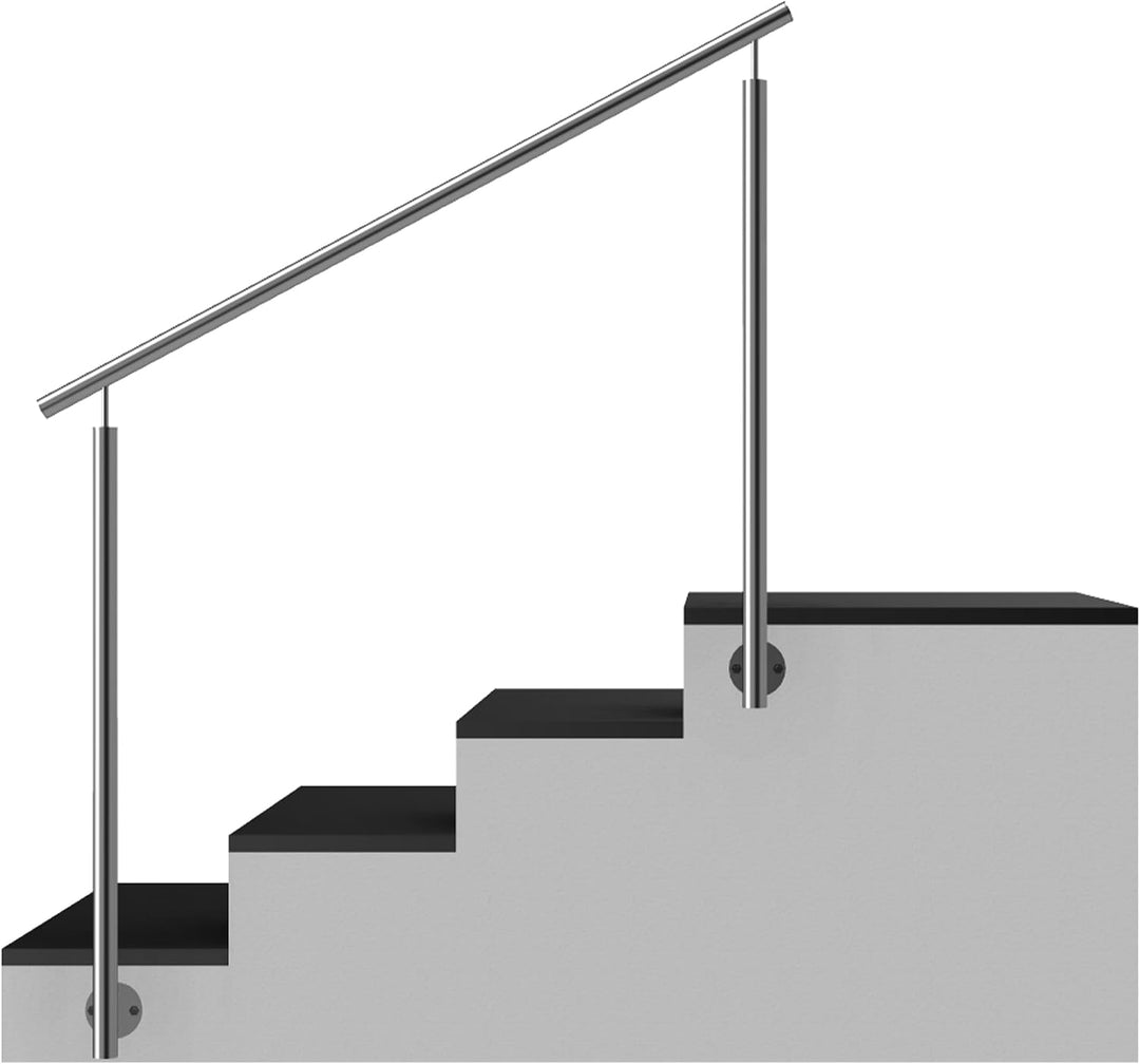 Edelstahl Treppengeländer/Aussengeländer, 1m lang, 0,9m hoch, Seitenmontage, je 2 Pfosten + Handlauf