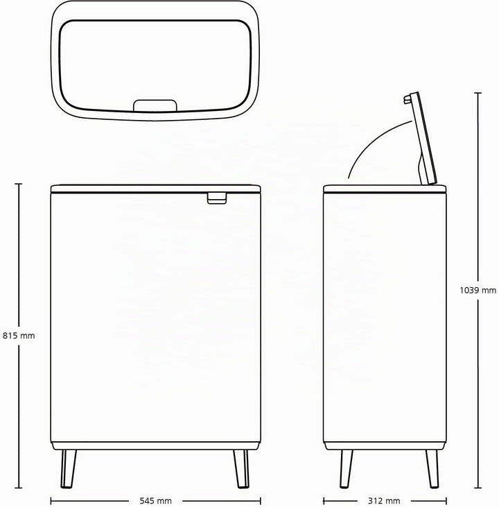 Brabantia Bo Touch Bin Hi, Matt Steel, Fingerprint Proof, 60L 1 Inneneimer (60L) Matt Steel Fingerpr