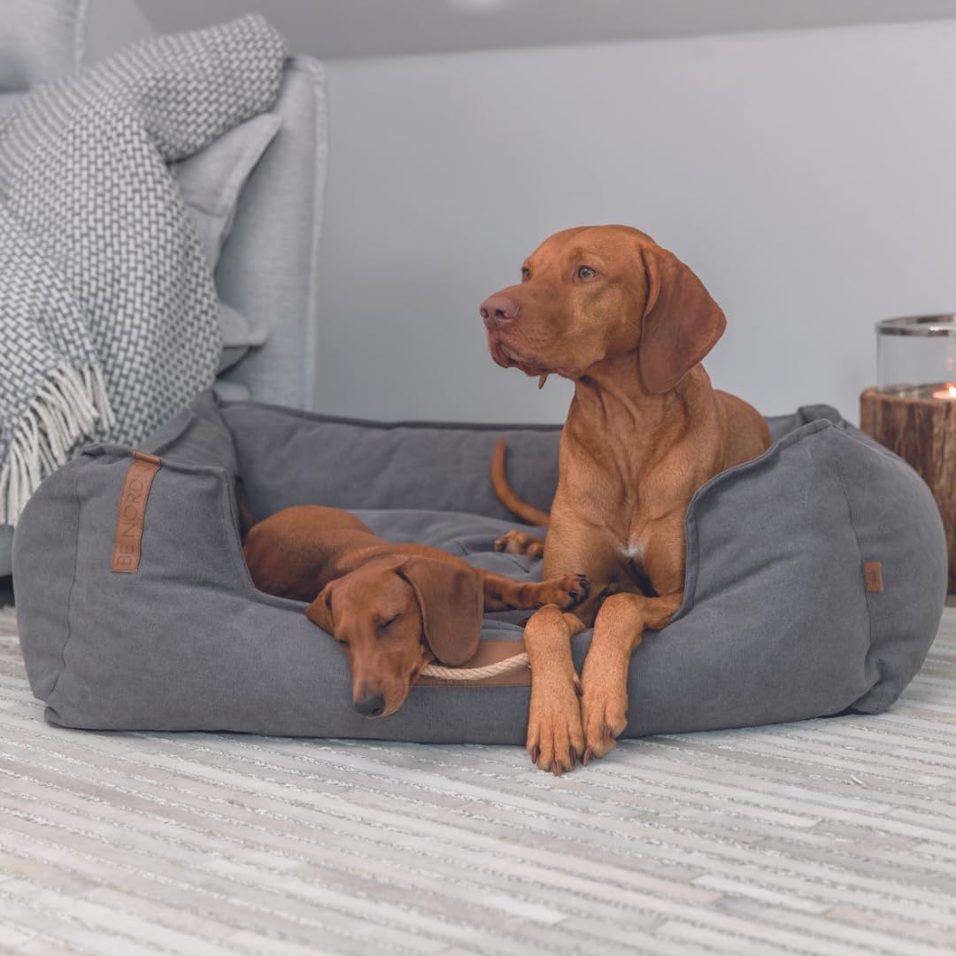 TRIXIE Hundebett BE Nordic Föhr 60x50 cm in dunkelgrau – eckiger Hundekorb für kleine &amp; grosse Hunde