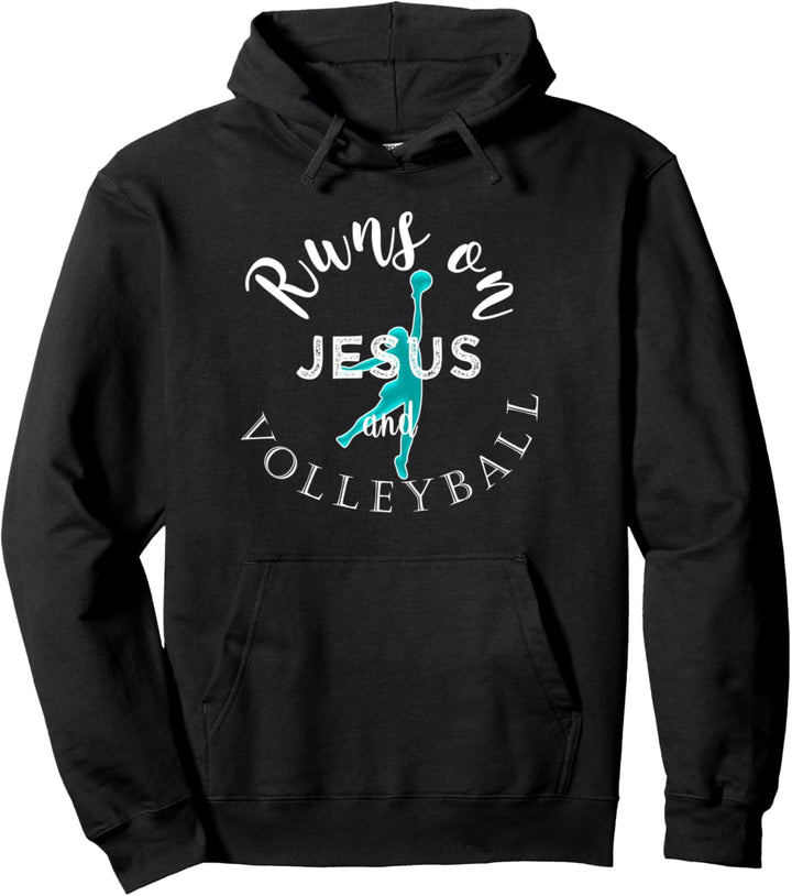Mädchen Volleyball läuft auf Jesus &amp; Volleyball Geschenk Pullover Hoodie