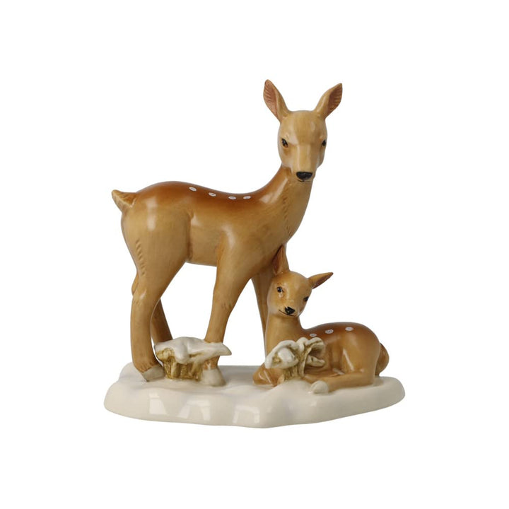 Goebel Figur Rehe im Schnee Winterwald, aus Steingut gefertigt, Höhe 14cm, 66-704-47-1