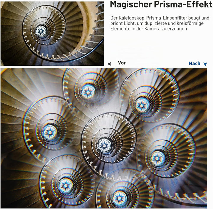 NEEWER 37mm Kaleidoskop Prism Filter mit Handy Clip, K9 Kaleidoscope Effektfilter Prismenfilter für