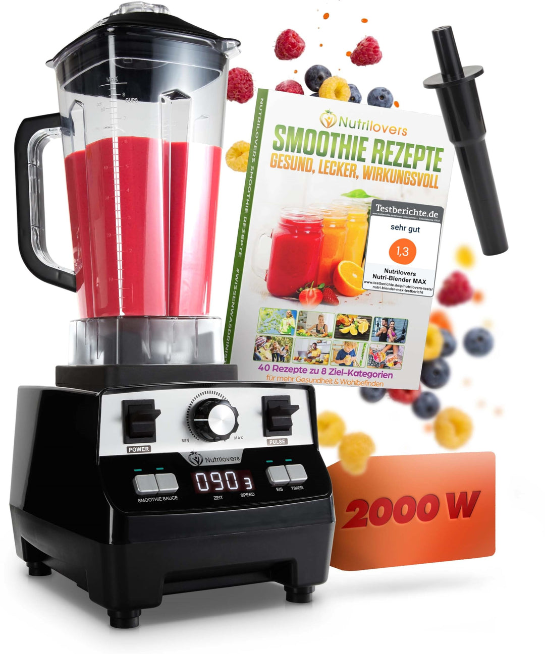 NUTRI-BLENDER MAX Hochleistungsmixer 2000W Standmixer Smoothie Hochleistung Smoothie-Maker Profi Mix