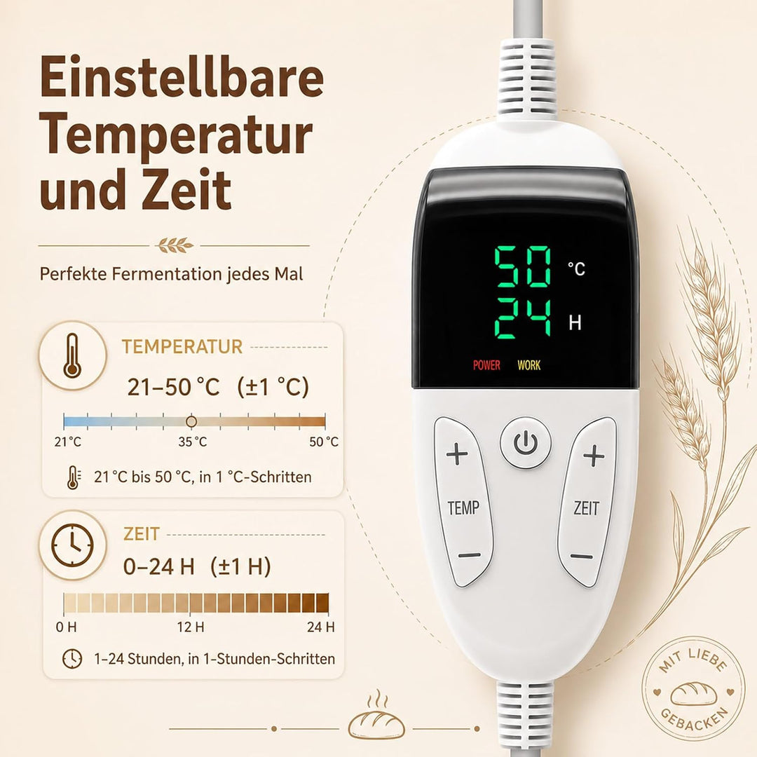 Brot Gärbox 21–50℃ Temperaturregelung, 24H Timer