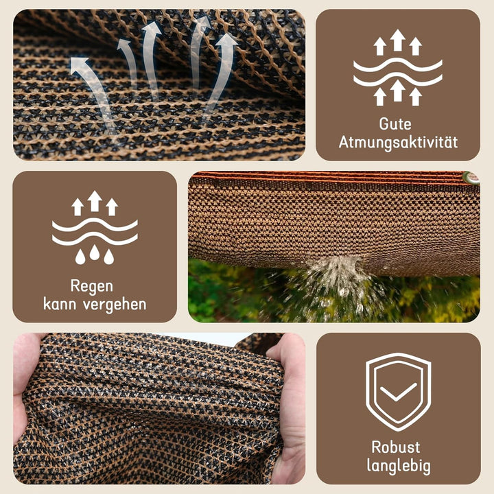 Schattierungsnetz mit ösen, 1x2m Kleine Sonnensegel Schattennetz Luftdurchlässiger Schattiernetz Win