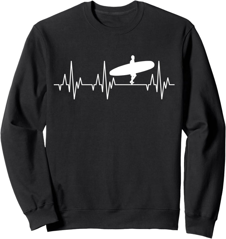 Surfen Surfer Herzschlag Lustig Surfbrett Surfboard Sport Sweatshirt