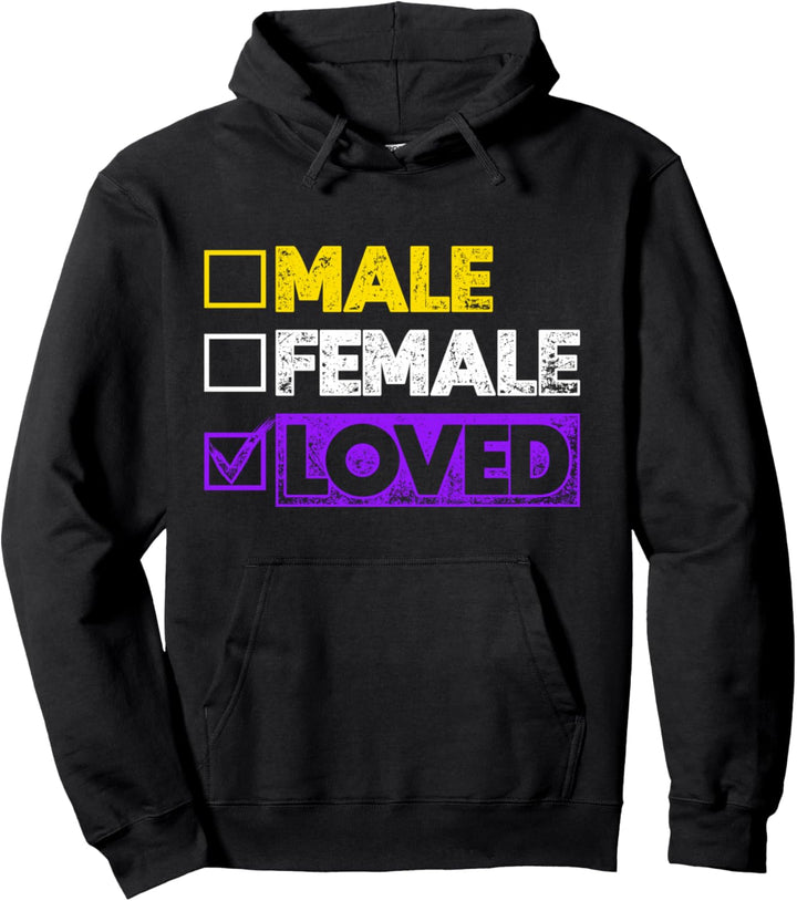 Männlich Weiblich Geliebt Genderfluid Queer Nicht Binär Pullover Hoodie